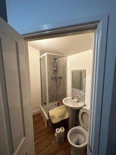 a bathroom with a toilet and a sink at 10B sunset park homes in Brackley