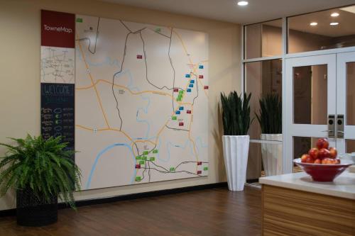 a large map on the wall of an office at TownePlace by Marriott Suites Clarksville in Clarksville