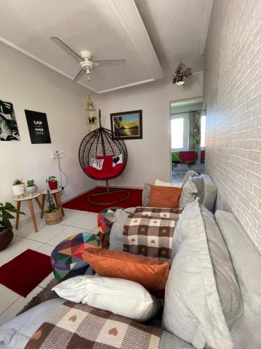 Postel nebo postele na pokoji v ubytování Apartamento aconchegante em Socorro