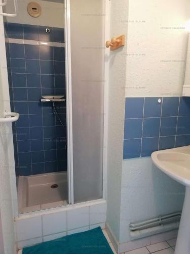 une salle de bain avec douche et lavabo dans l'établissement 4RB71 - APPARTEMENT F2 mezzanine avec vue mer, à Collioure