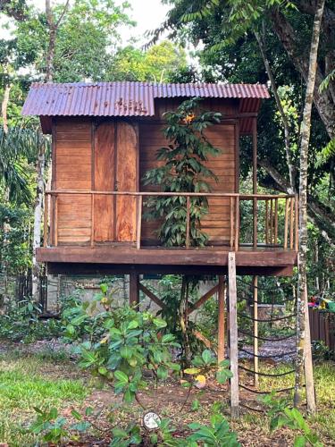 ein Baumhaus mitten im Wald in der Unterkunft Quinta do Sossego in Mata de Sao Joao