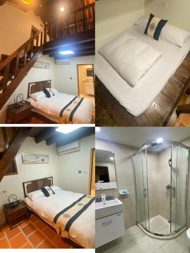 Postel nebo postele na pokoji v ubytování Ba Ba Guan Hai Ancient House B&B