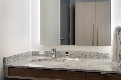 a bathroom with a sink and a mirror at Residence Inn by Marriott Boston Downtown Seaport in Boston