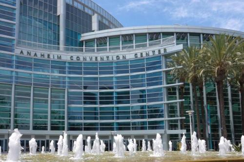 a building with a fountain in front of a building at Hello Sunshine OC minutes to Disneyland-Family Friendly in Fullerton