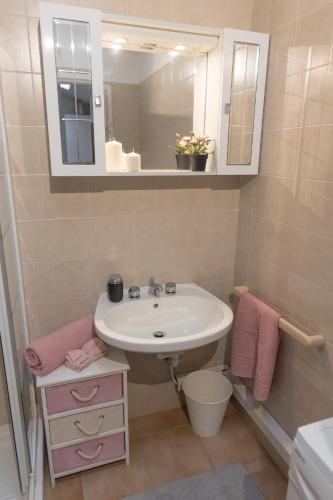 a bathroom with a sink and a mirror at Archi di Vesna II in Ancona