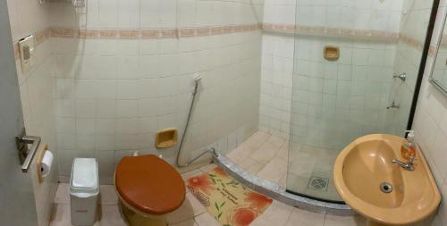 a bathroom with a toilet and a sink at Habitación en suite, Excelente Ubicación in Asunción