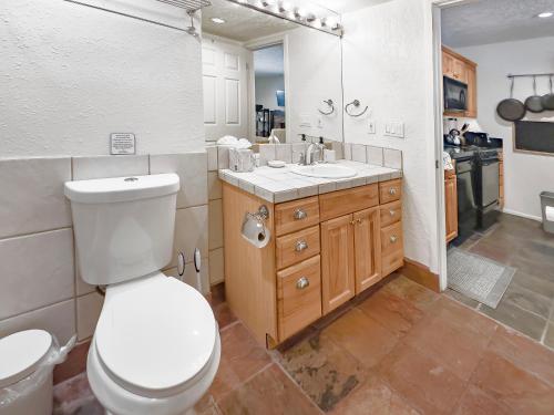 ein Bad mit einem WC und einem Waschbecken in der Unterkunft Hidden Creek Pond Perfection in Park City