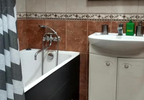 a bathroom with a sink and a bath tub at VIP apart 752 in Tbilisi City