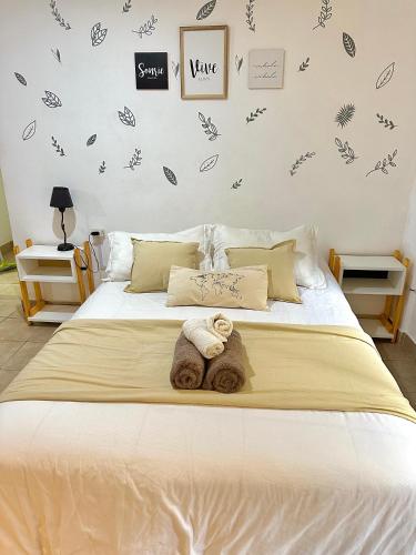 Una cama o camas en una habitación de Hermoso monoambiente en el centro de la ciudad Edificio San Francisco