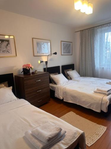 Un pat sau paturi într-o cameră la Apartament Diana - Traugutta Wrocław