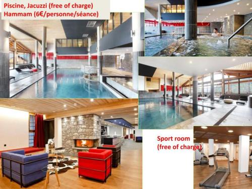 un collage de photos d'une piscine dans l'établissement Appartement Central avec Piscine, Proche Remontées et Multi Pass Inclus à Châtel - FR-1-693-105, à Châtel