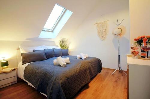 Ένα ή περισσότερα κρεβάτια σε δωμάτιο στο Comfortable holiday home with a terrace, Mielenko