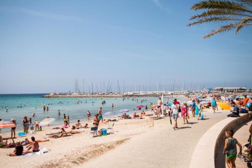 a group of people on a beach with the ocean at Hotel Amic Gala in Can Pastilla