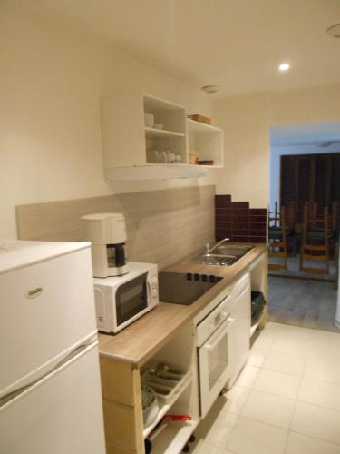 Kuchyň nebo kuchyňský kout v ubytování Apart'Hôtel Les 4 Sources