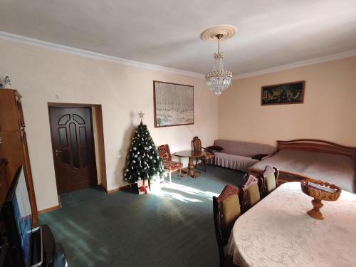 salon z choinką świąteczną w pokoju w obiekcie Guest House FloraS w Erywaniu