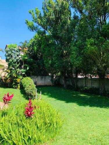 a yard with some flowers in the grass at Gardenlea in Durban