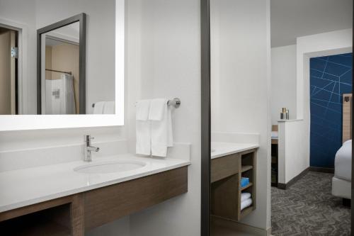 a bathroom with a sink and a mirror at SpringHill Suites by Marriott Annapolis in Annapolis