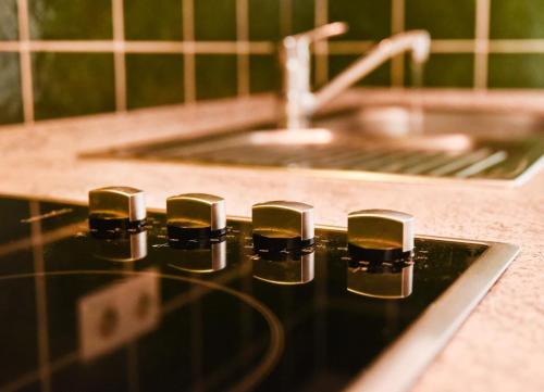 einem nahe gelegenen Kochfeld mit Waschbecken in der Unterkunft Muschelbank in Büsum