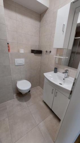 ein Bad mit einem WC und einem Waschbecken in der Unterkunft Studio Apartment Smile Mostar in Mostar