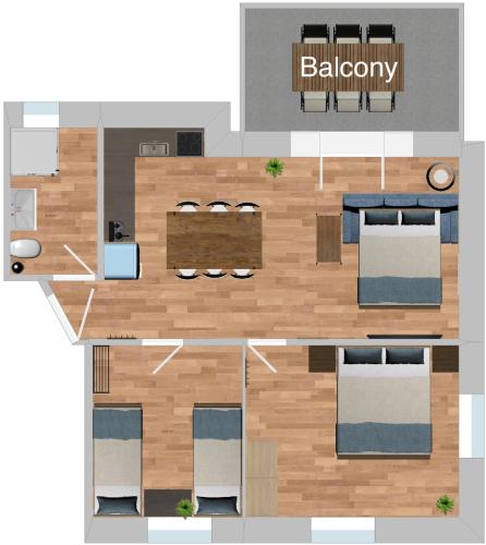 a floor plan of a building with a restaurant at Moderne Wohnung mit Parkplatz in Ostermundigen