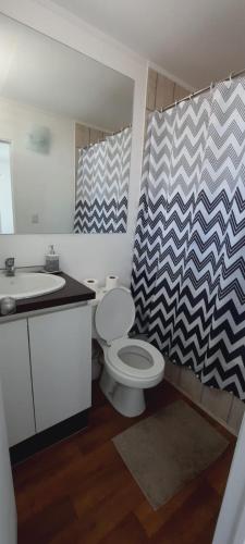 a bathroom with a toilet and a sink at Lindo departamento central in Ovalle