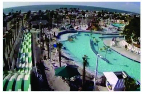 an overhead view of a large swimming pool at Beach House in Oceanlakes Campgrounds Myrtle Beach, South Carolina in Myrtle Beach