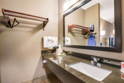 baño con lavabo y espejo grande en Econo Lodge Forrest City I-40 en Forrest City