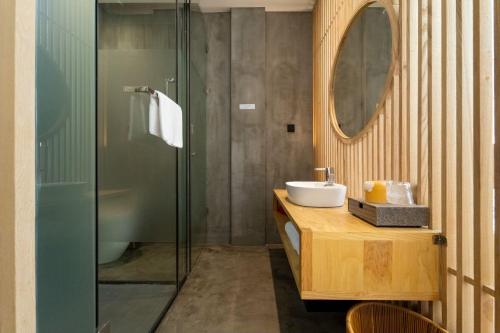 Koupelna v ubytování Lin Yin Art Hotel Shanghai（Pudong airport）