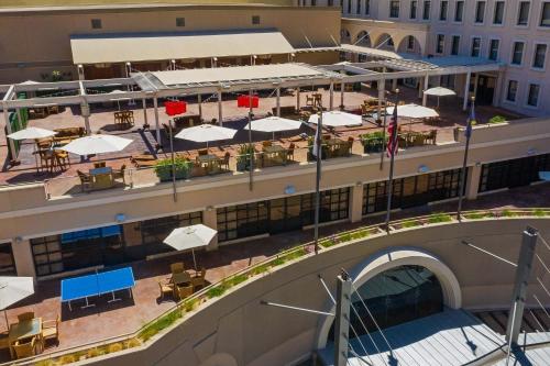 an overhead view of a building with tables and umbrellas at The Westin San Diego Gaslamp Quarter in San Diego
