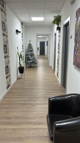 a hallway with a christmas tree and a couch at Appartamenti ClesioResidenceBuonconsiglio in Trento
