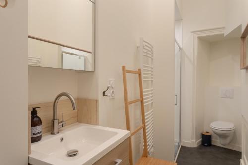 a bathroom with a sink and a toilet at La Blanche Hermine - Appartement centre de Rennes in Rennes