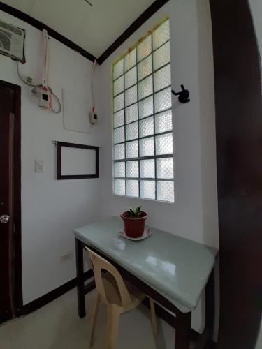 a table in a room with a potted plant on it at Subangan 2 in Burgos