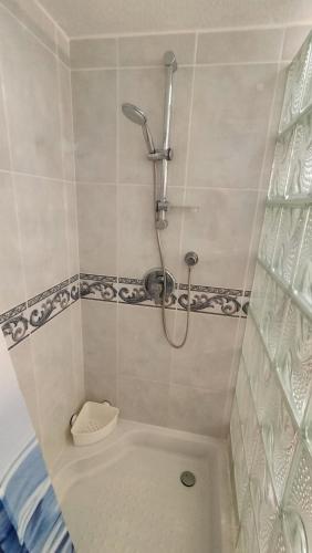 a bathroom with a shower with a toilet in it at Ocean View near the Beach Costa Adeje in Adeje