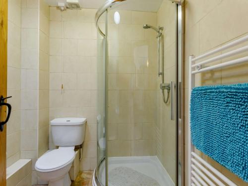 a bathroom with a toilet and a glass shower at 2 Bed in Worcester CC071 in Clifton upon Teme