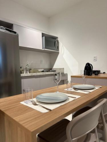 Dapur atau dapur kecil di Studio com ar e varanda bairro São Mateus
