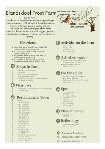 a menu for the elksoit trout farm at Elandskloof Trout Farm in Dullstroom