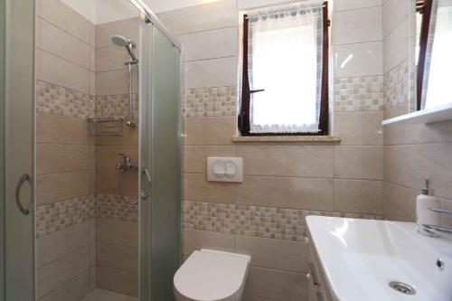 a bathroom with a shower and a toilet and a sink at Apartment in Silo/Insel Krk 13439 in Šilo