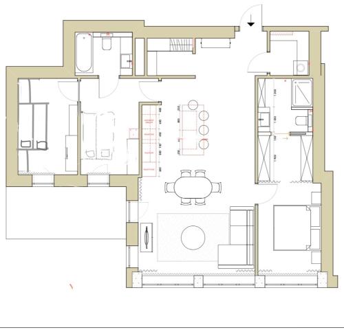 a floor plan of a house at Jogailos Residence peaceful Old Town luxury 3 bdr, 2 bthr, FREE GARAGE, top-speed WIFI in Vilnius