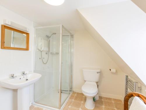a bathroom with a shower and a toilet and a sink at 2 Bed in Applecross CA422 in Applecross