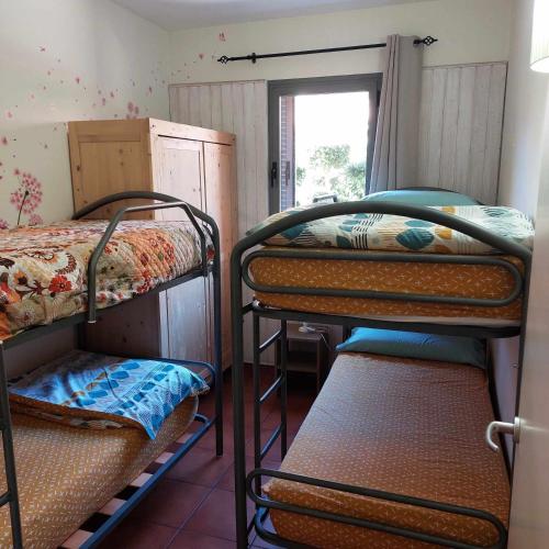 a room with two bunk beds and a window at Casa Regreso in Calafat