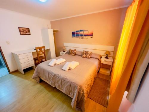 a bedroom with a bed and a desk and a chair at Apartment Al Sur in Malargüe