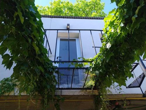 um edifício com uma varanda com uma janela em depto muy cómodo en 1er piso em La Plata