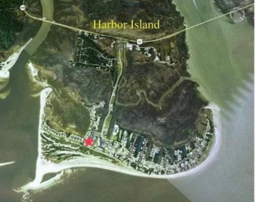 a map of a resort in the water at Panoramic Marsh and Ocean Views. Steps to Beach and Pool. in Harbor Island