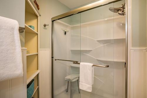 a shower with a glass door in a bathroom at New Listing! - Pool and Ocean View - Harbor Island Beachhouse in Harbor Island