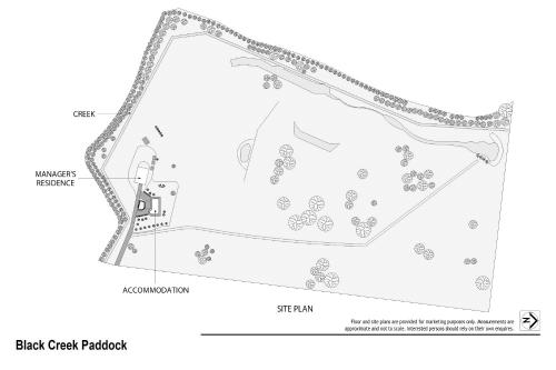a site plan of the black creek habitat at Black Creek Paddock in Lovedale