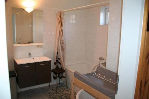 a bathroom with a tub and a sink and a toilet at De Vlier 23 in Nieuwvliet