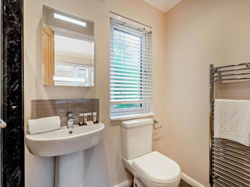 a bathroom with a toilet and a sink and a window at 1 Bed in Coniston Water 50081 in High Nibthwaite