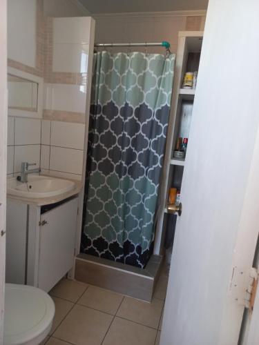 a bathroom with a shower and a sink at Apartamento por dia in Viña del Mar