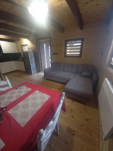 a living room with a couch and a table at Domek pod Śnieżką 2 in Miłków