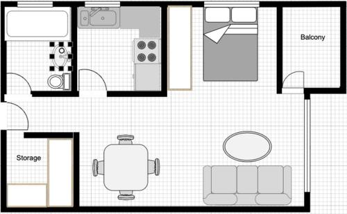 a black and white floor plan of a house at City view, bright & cozy - Free parking (A4) in Reykjavík